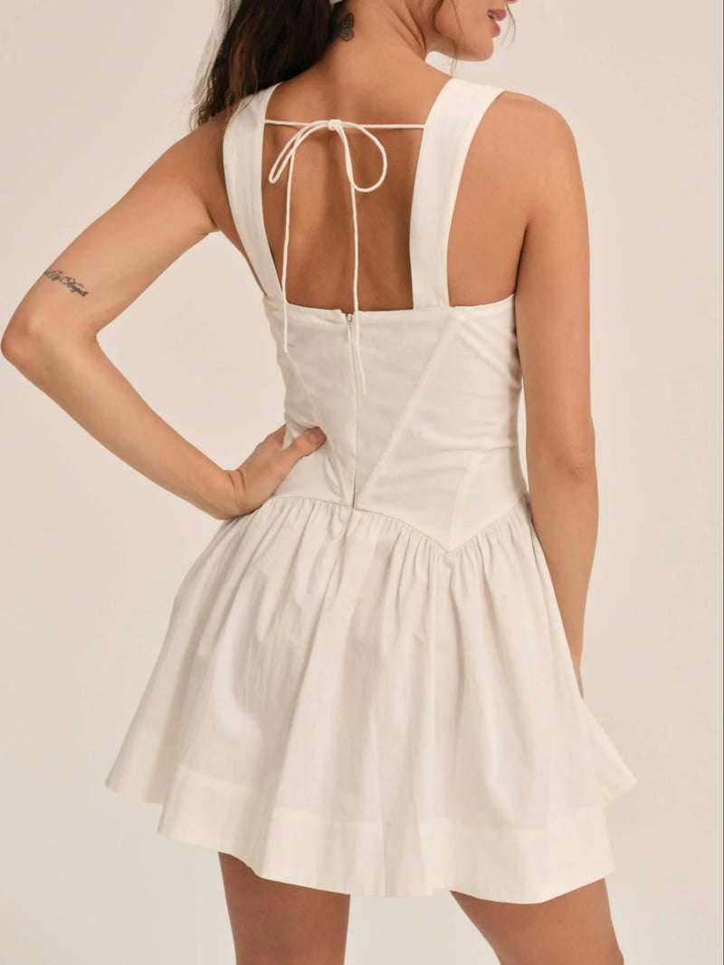 Chloe White Drop Waist Mini Dress by For Love and Lemons