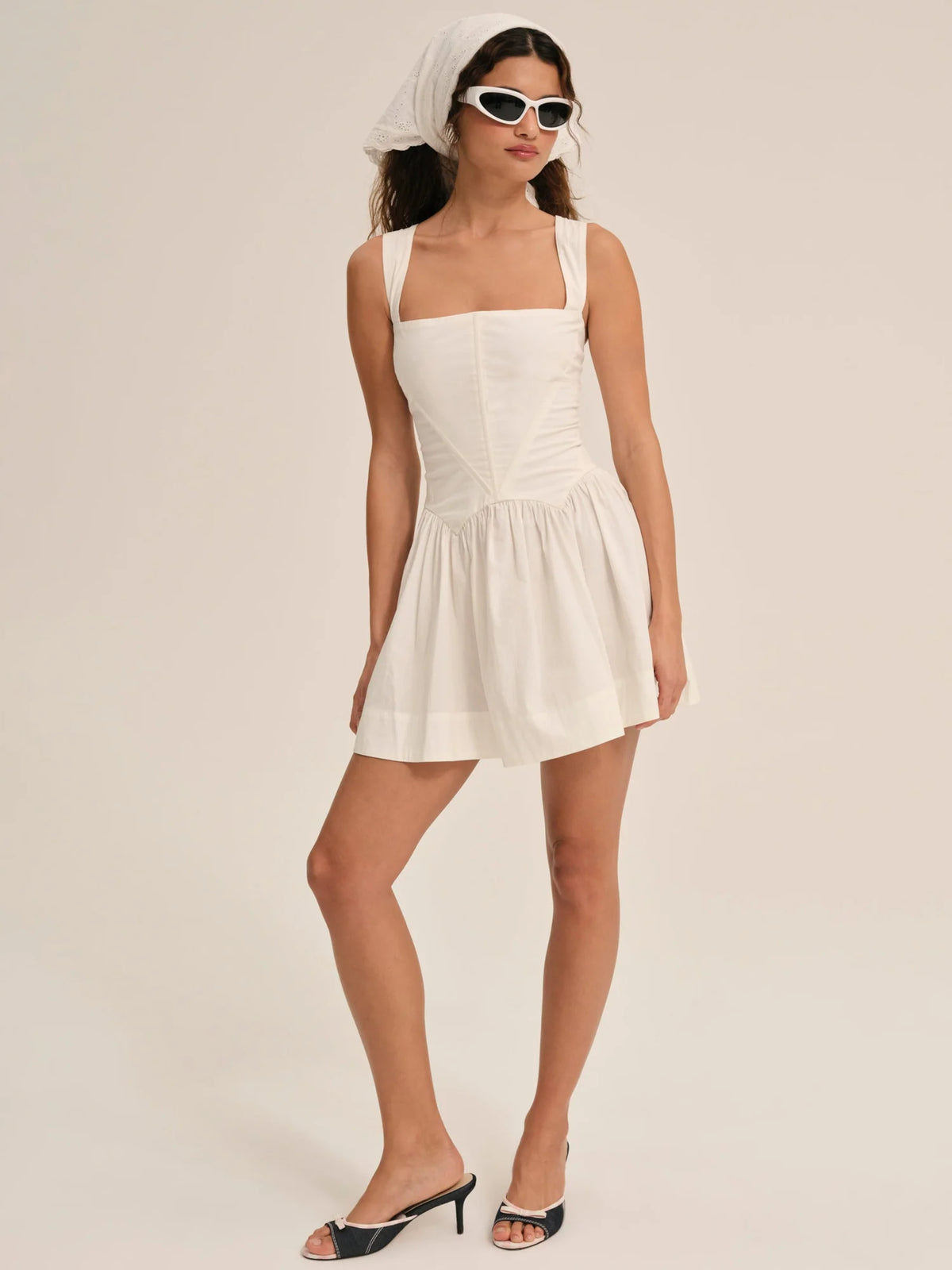 Chloe White Drop Waist Mini Dress by For Love and Lemons