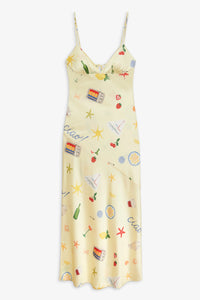 Huda Yellow Satin Maxi Dress by For Love and Lemons