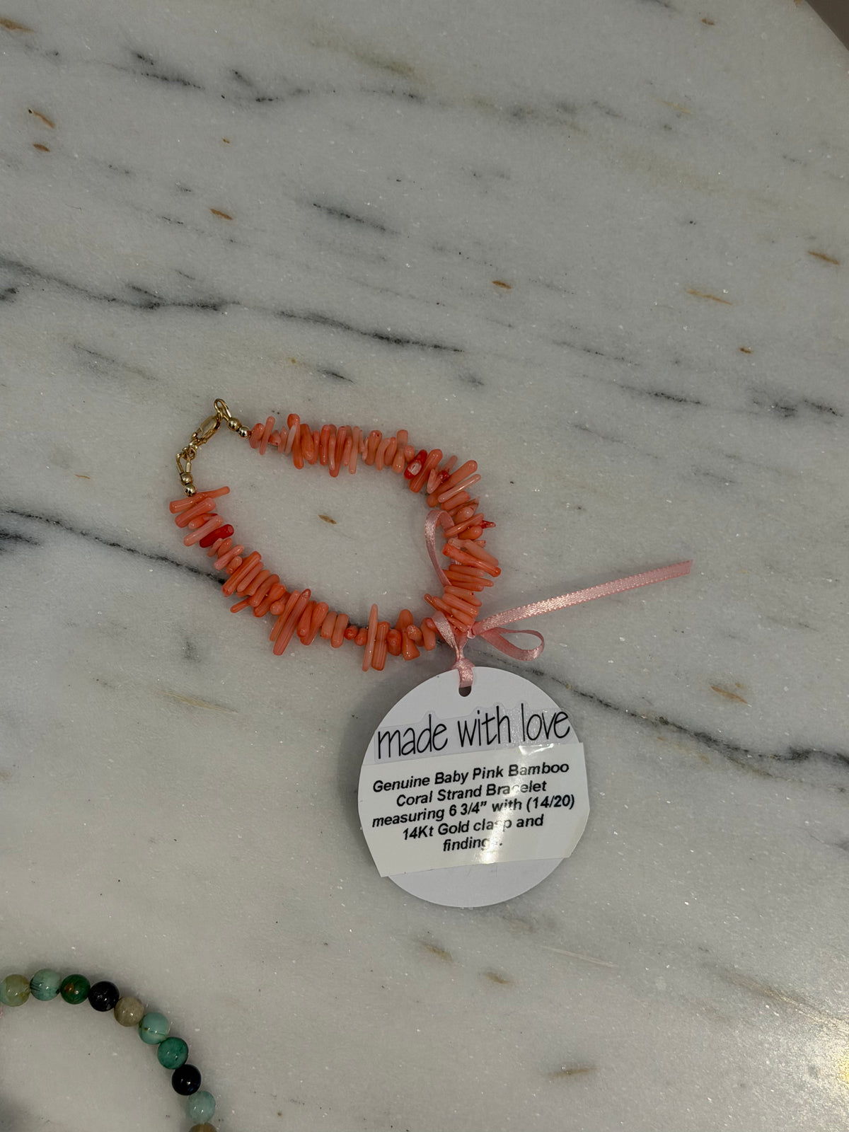 Baby Pink Bamboo Coral Strand Bracelet by Kimberly Aman
