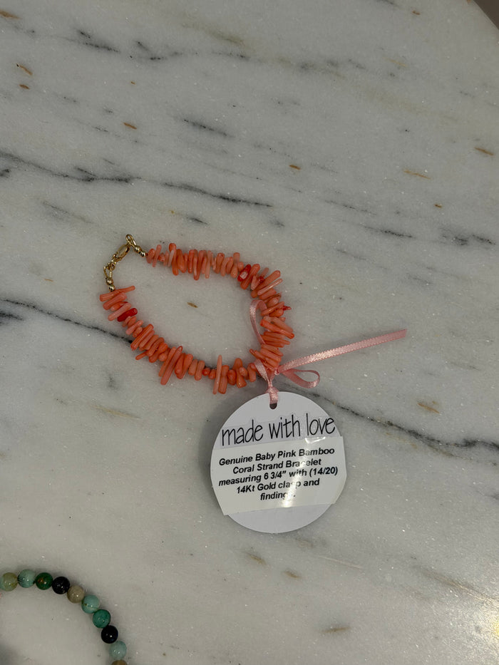 Baby Pink Bamboo Coral Strand Bracelet by Kimberly Aman