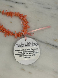 Baby Pink Bamboo Coral Strand Bracelet by Kimberly Aman
