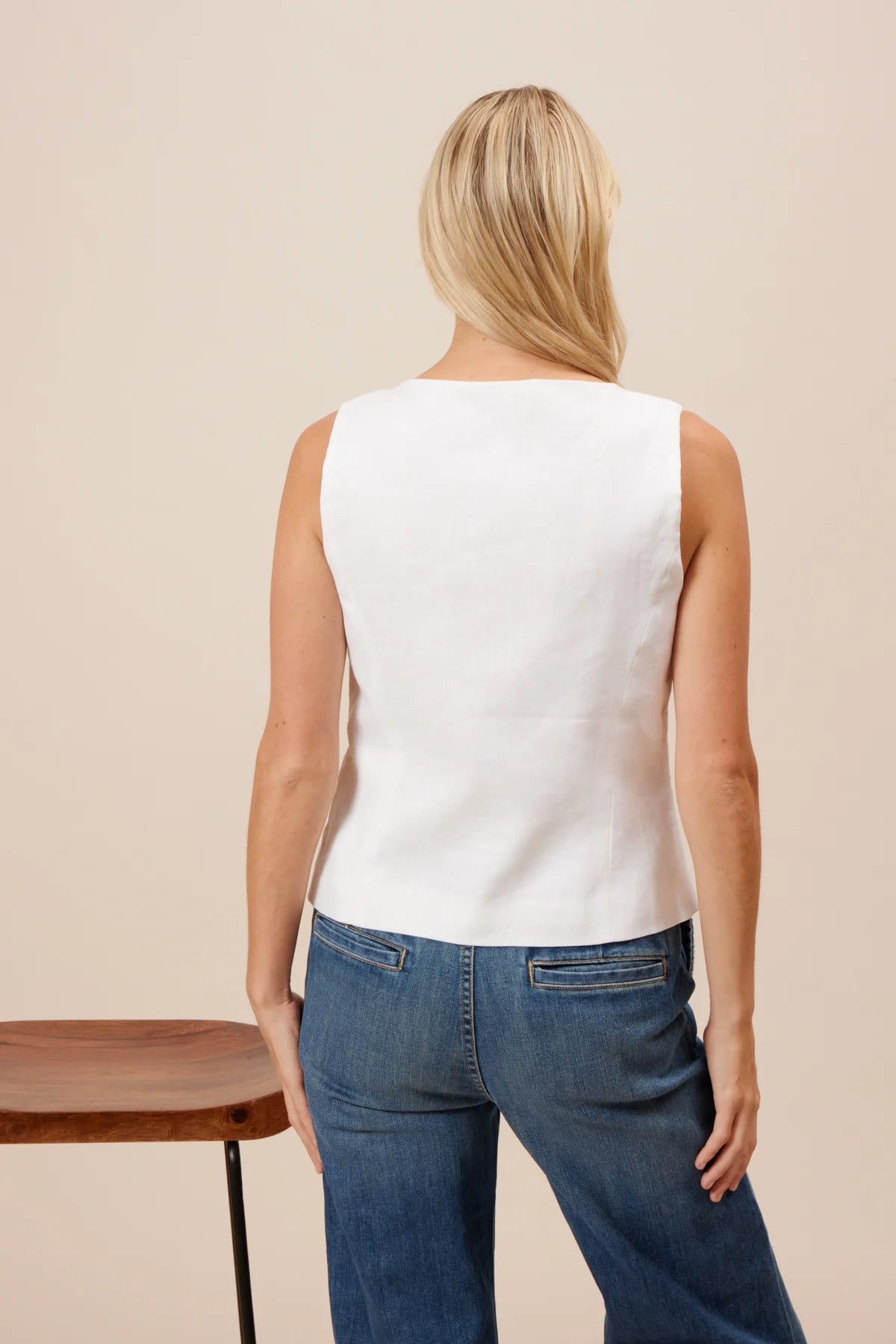 White Linen Vest by Lucy Paris
