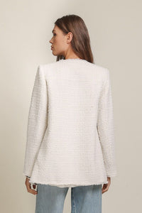 White Tweed Blazer Jacket