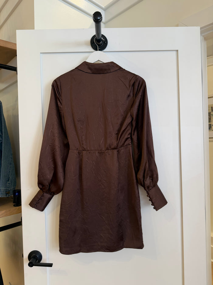 Ailani Brown Satin Mini Dress by Steve Madden