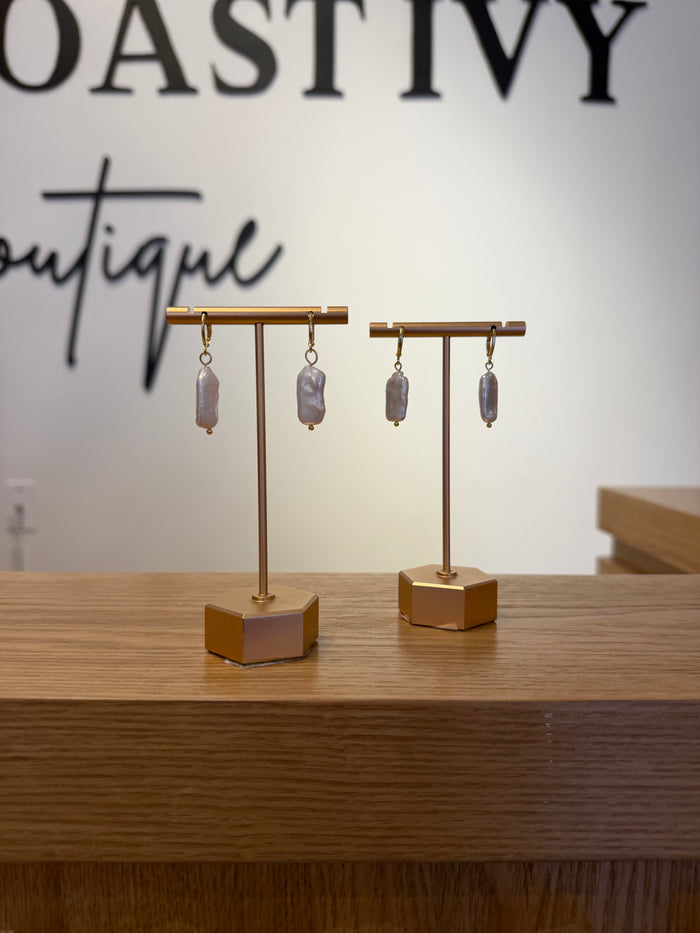 Freshwater Baroque Rectangle Pearl Earrings by Kimberly Aman