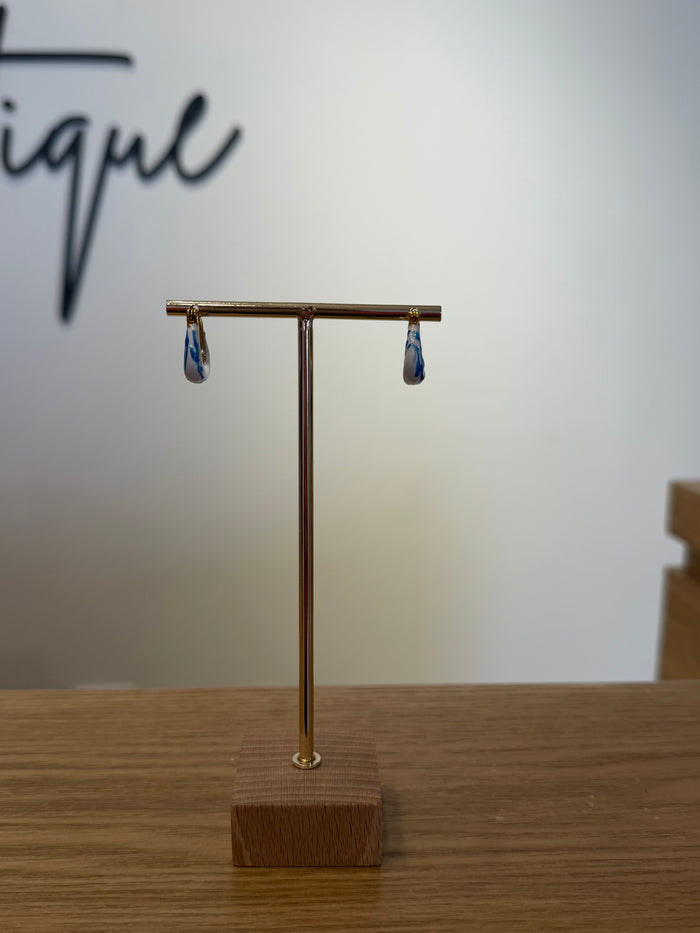 Blue and White Enamel Hoops by Charzie Jewelry