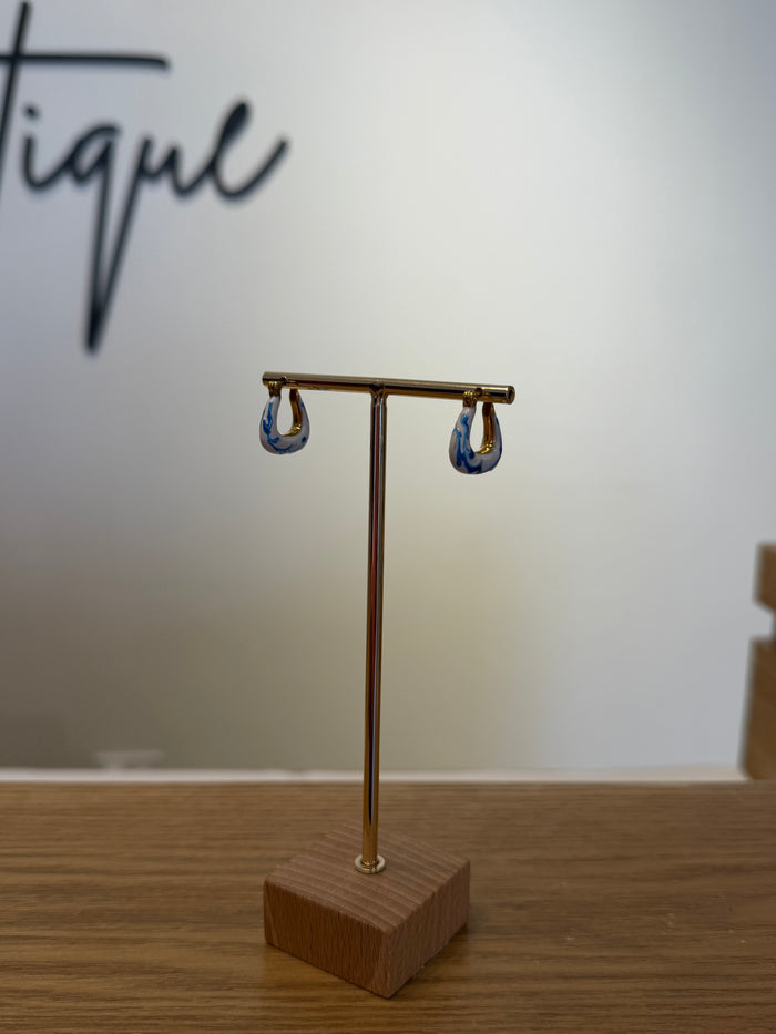 Blue and White Enamel Hoops by Charzie Jewelry
