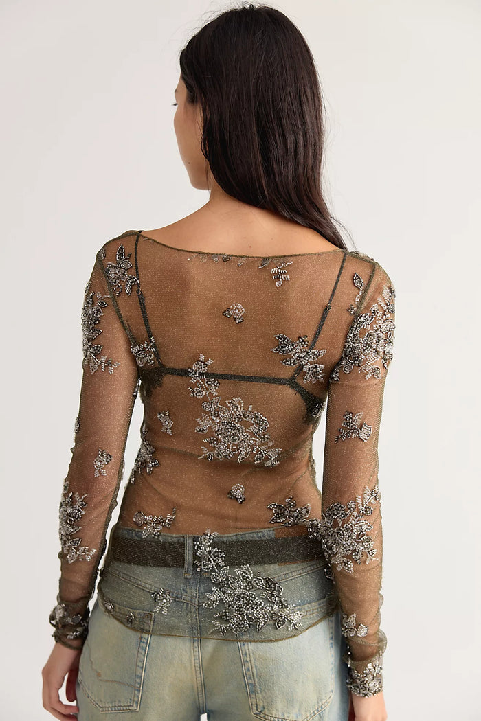 Talk to me Embellished Mesh Top by Free People