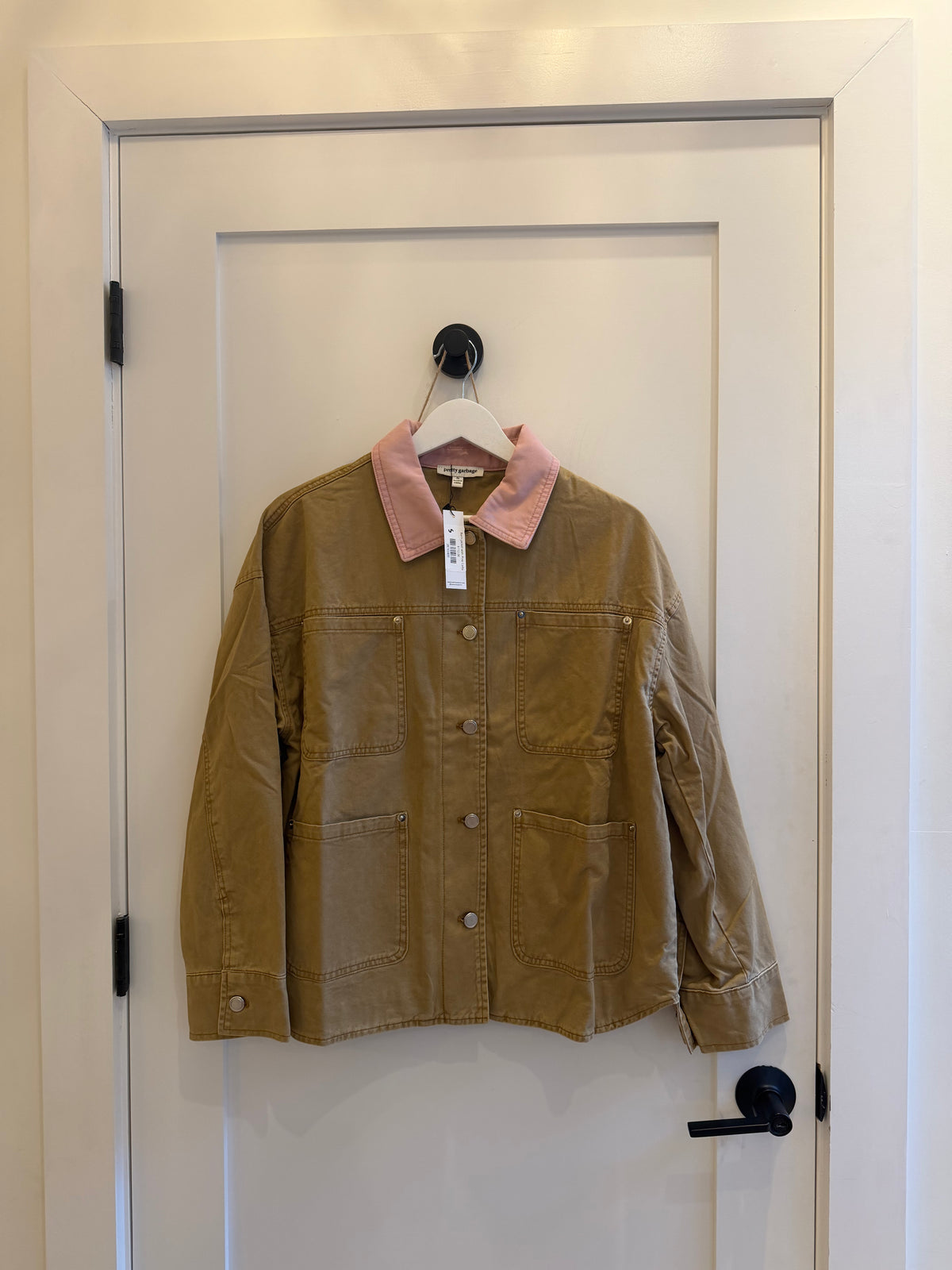 Barn Jacket with Pink Collar