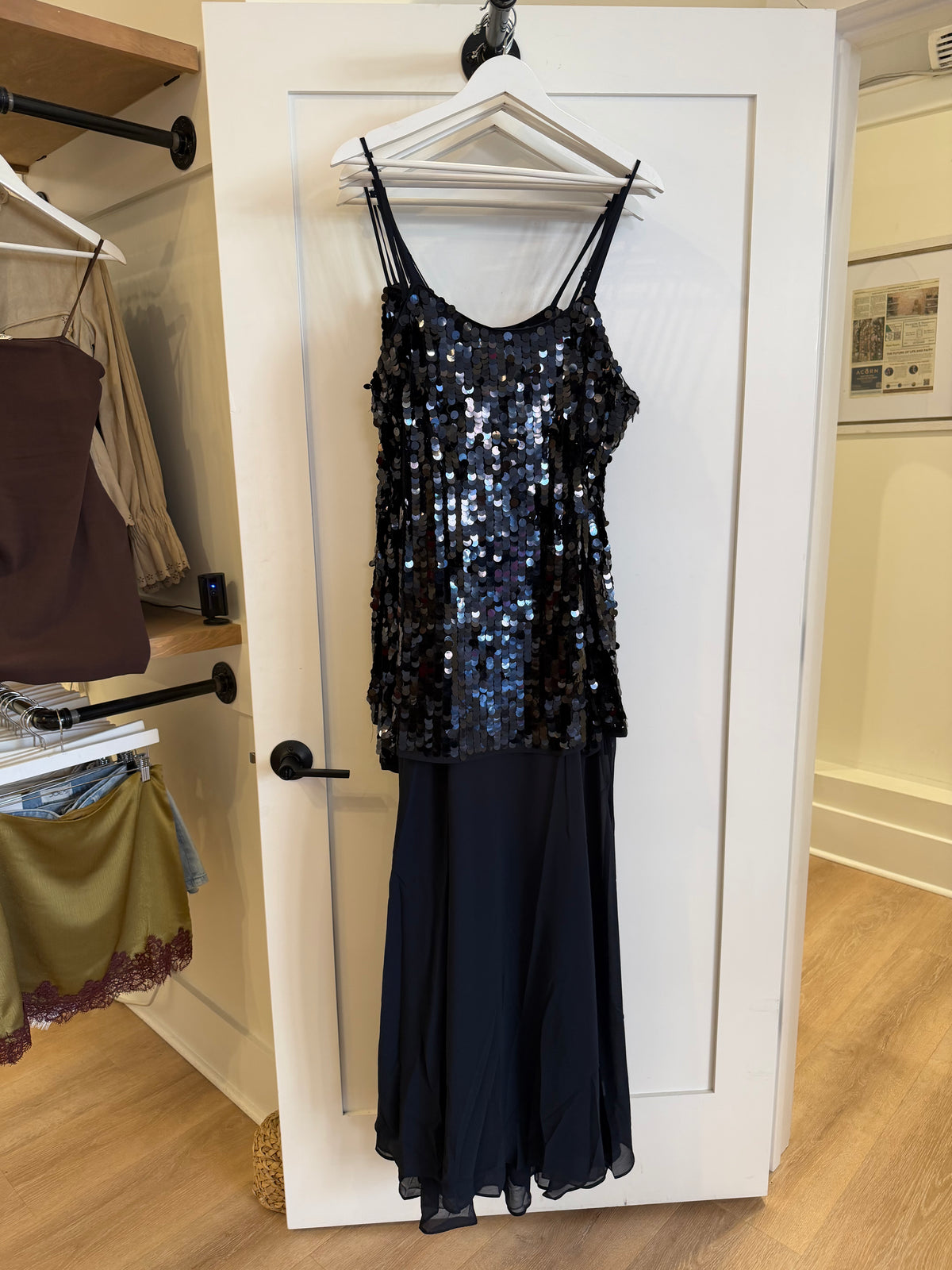 Navy Sequin Maxi Dress by Lucy Paris