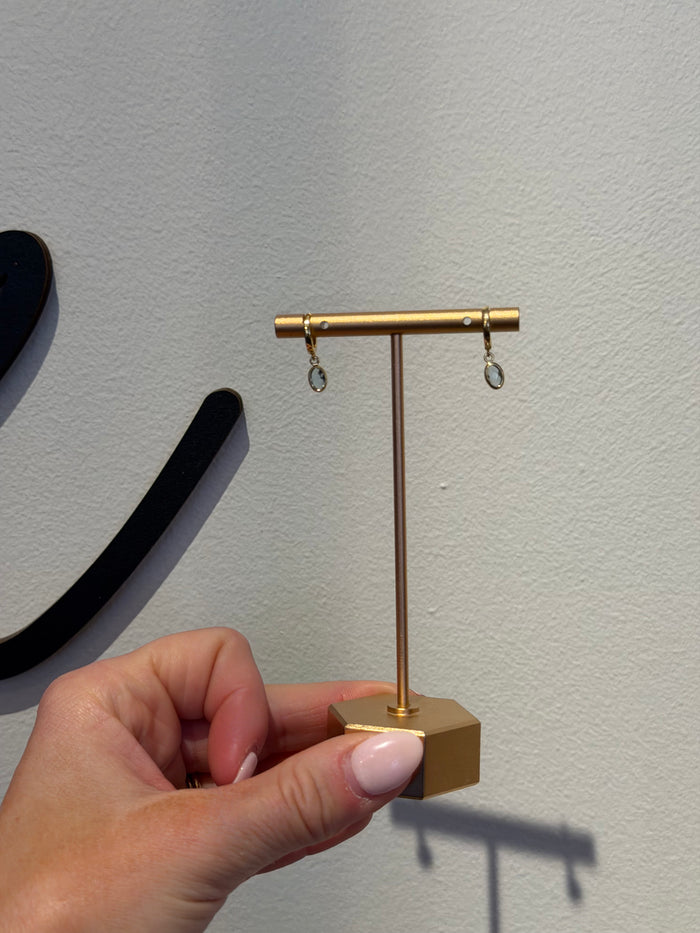 Blue Dangle Huggie Hoop Earrings by Charzie Jewelry