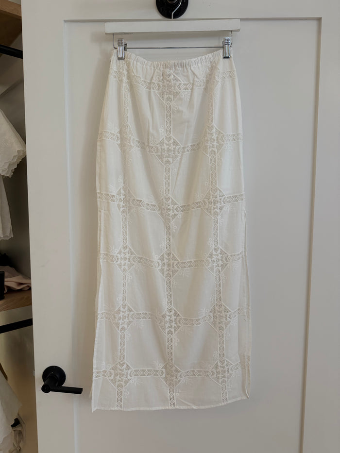 White Lace Maxi Skirt by Steve Madden