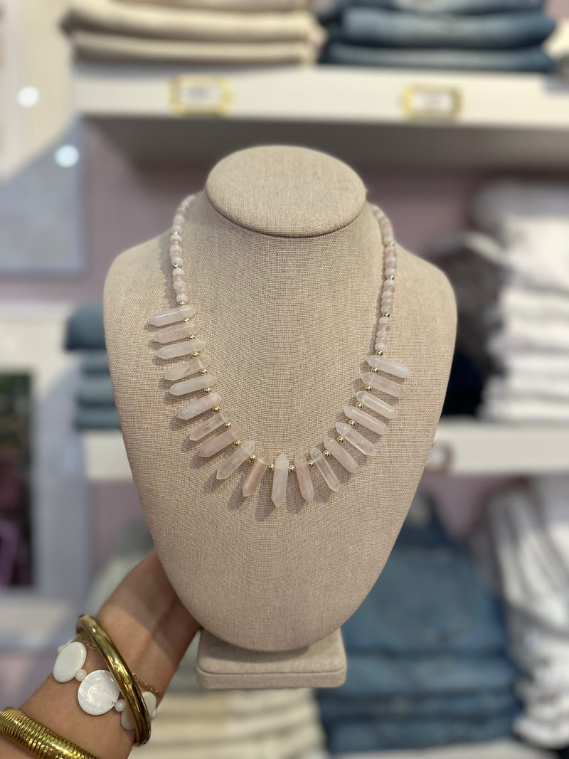 Rose Quarts Gemstone Necklace by Kimberly Aman
