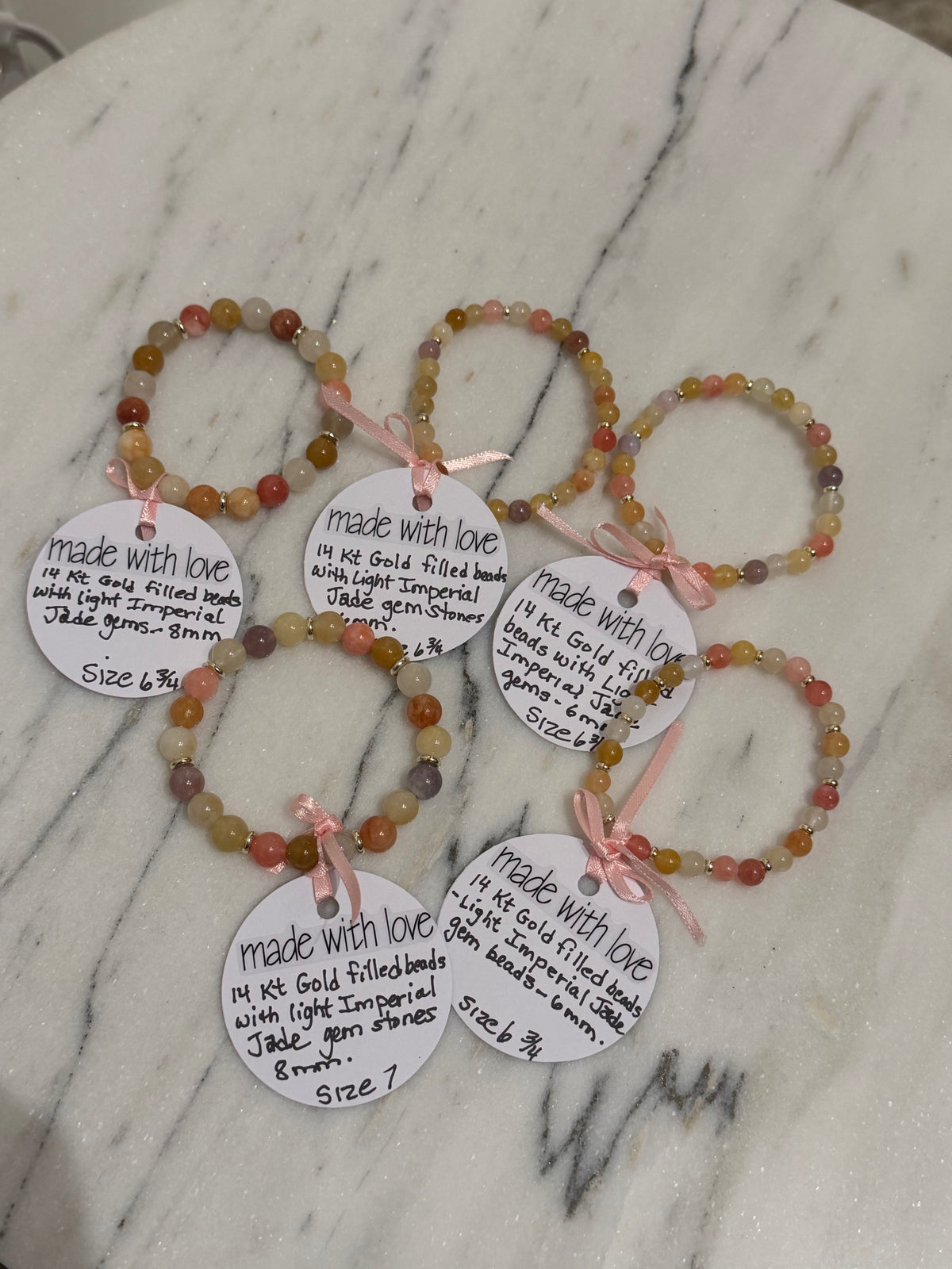 Light Imperial Jade Gemstone Beaded Bracelet by Kimberly Aman