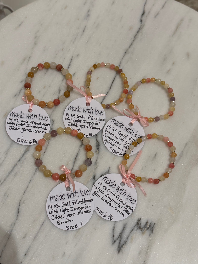 Light Imperial Jade Gemstone Beaded Bracelet by Kimberly Aman