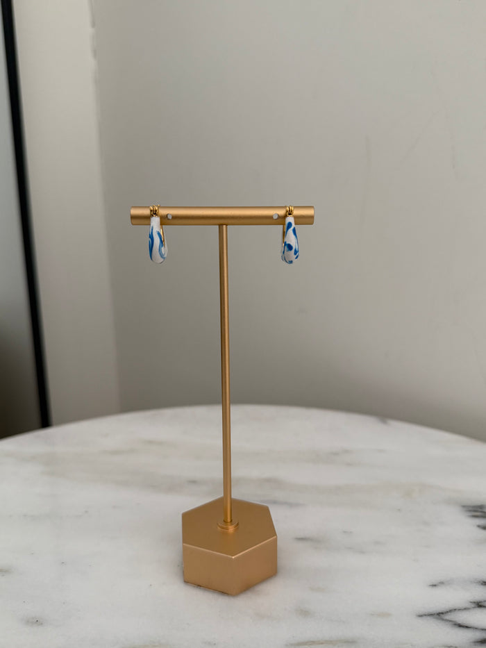 Blue and White Hoop Earrings by Charzie Jewelry