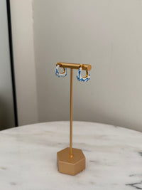 Blue and White Hoop Earrings by Charzie Jewelry