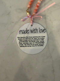 Pink Coral Necklace with Shell Pendant by Kimberly Aman
