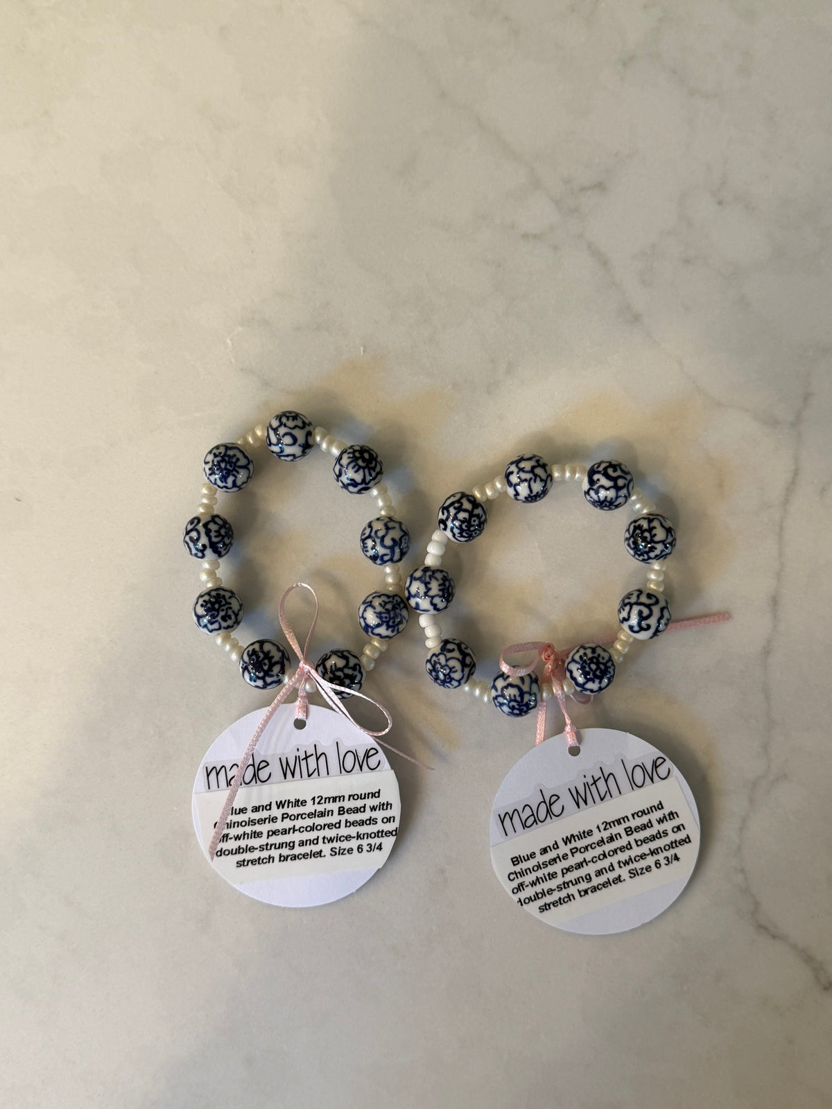 Blue and White Porcelain Beaded Bracelet by Kimberly Aman