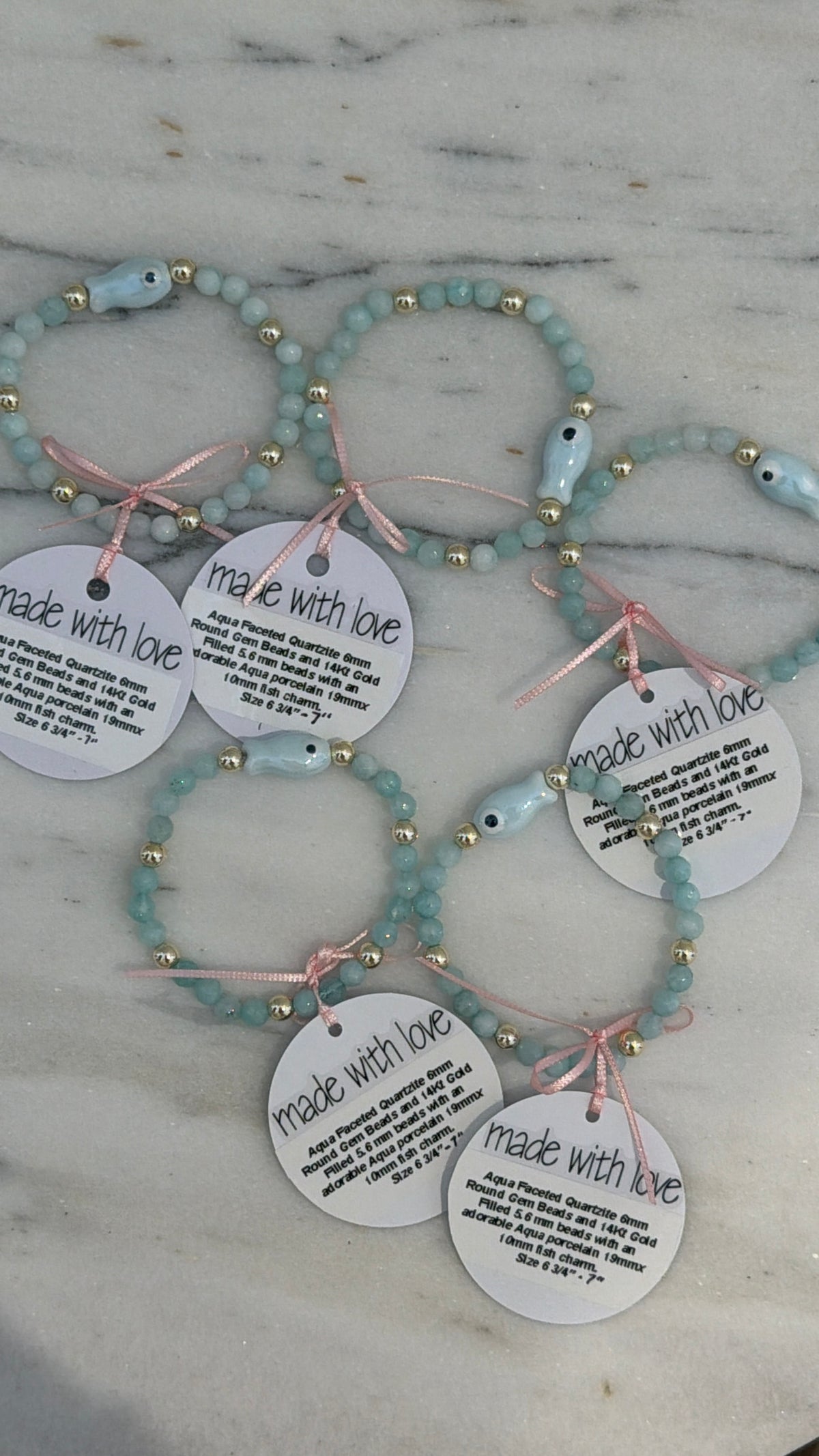 Aqua Quartzite Fish Bracelet by Kimberly Aman