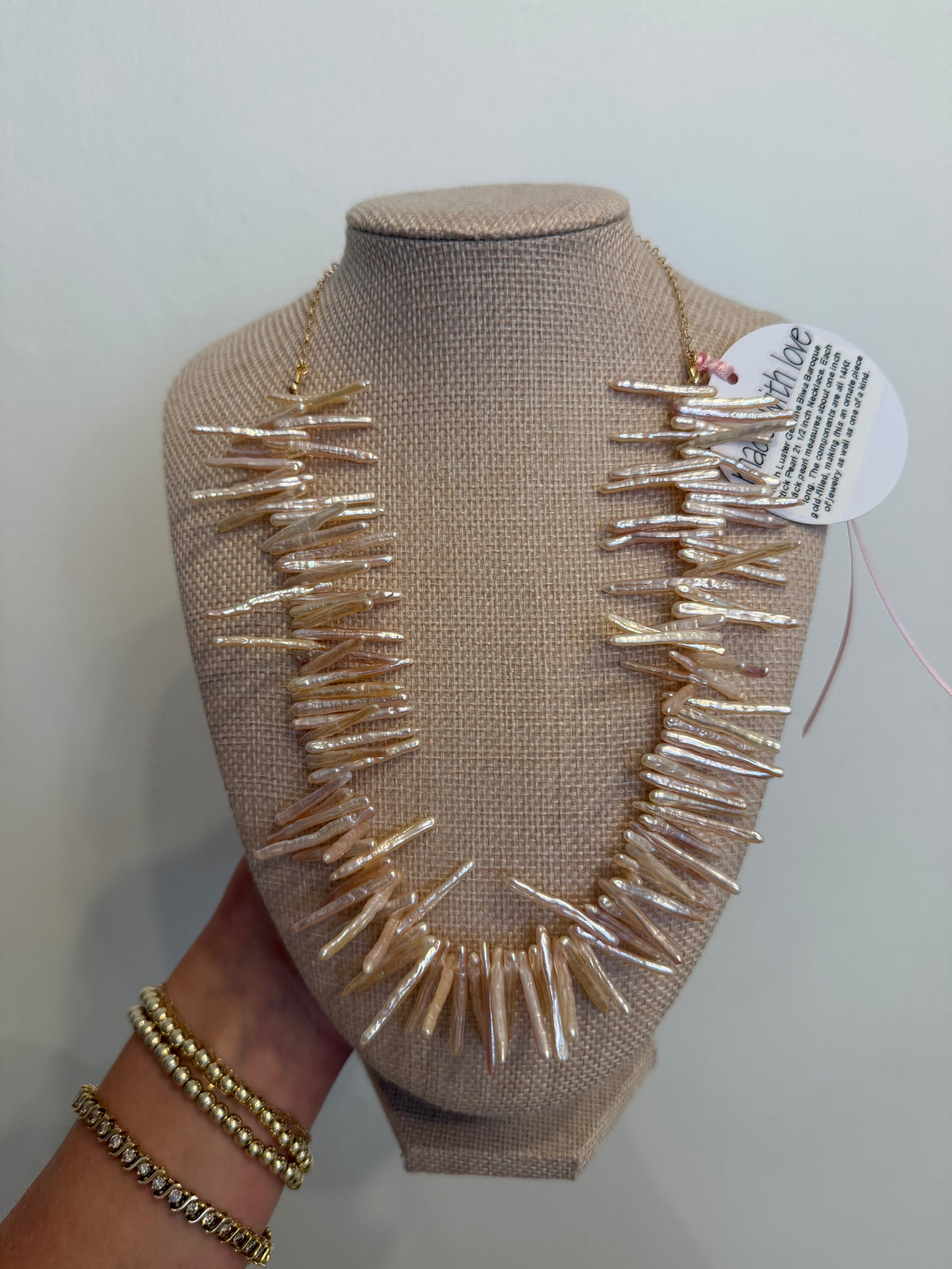 Genuine Biwa Baroque Stick Pearl Necklace by Kimberly Aman