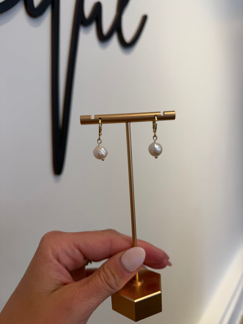 Akoya Saltwater Pearl Earrings on Huggie Hoops
