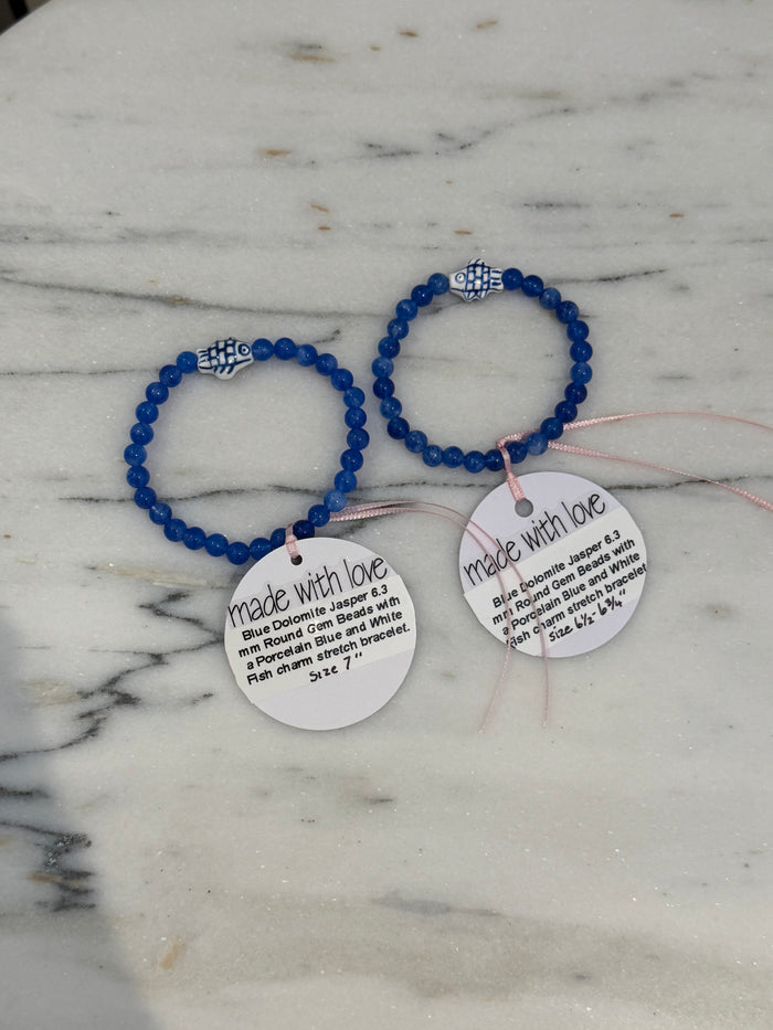 Blue Dolomite Beaded Bracelet by Kimberly Aman
