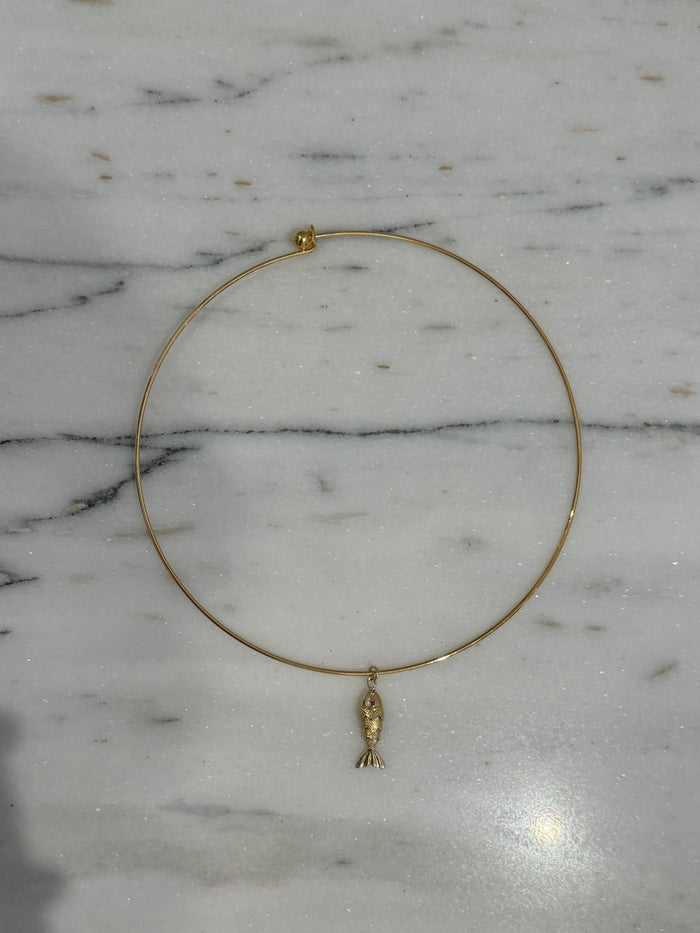 Gold Filled Necklace with Fish Charm by Kimberly Aman