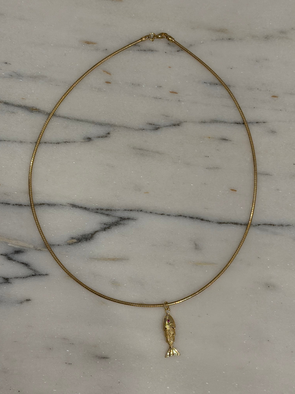 Fish Charm Herringbone Choker by Kimberly Aman