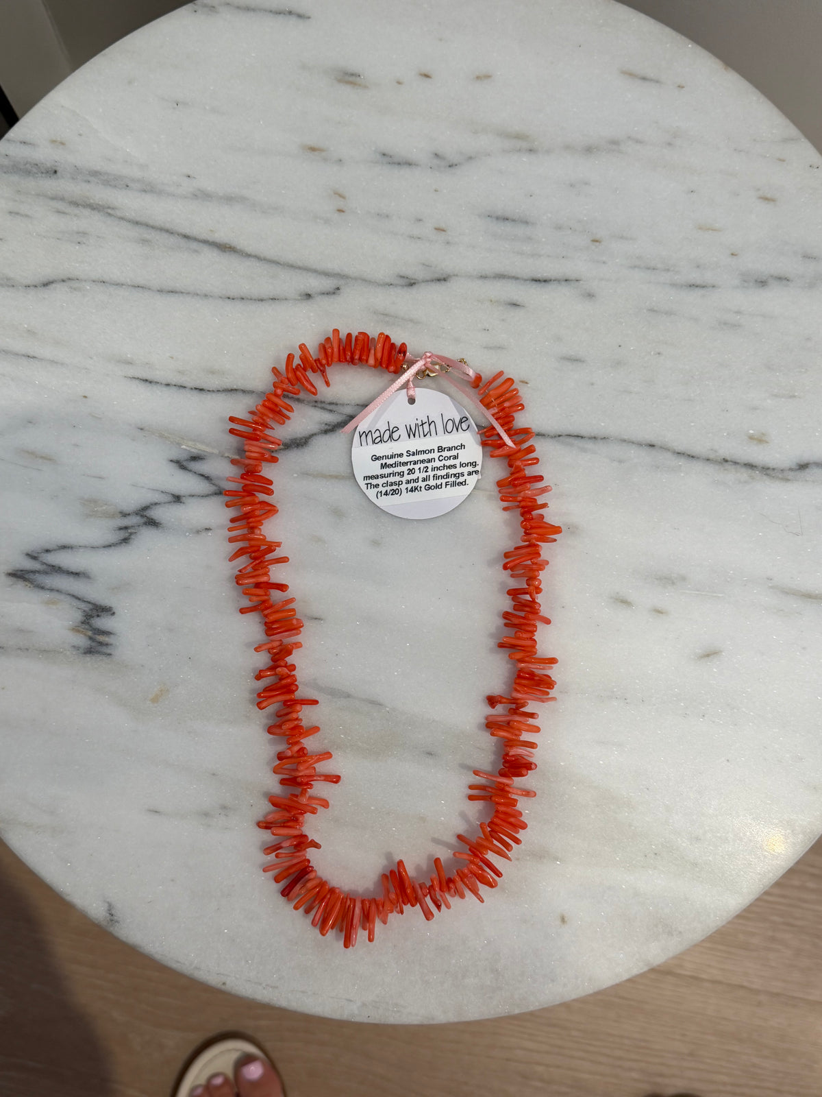Genuine Salmon Branch Mediterranean Coral Necklace by Kimberly Aman