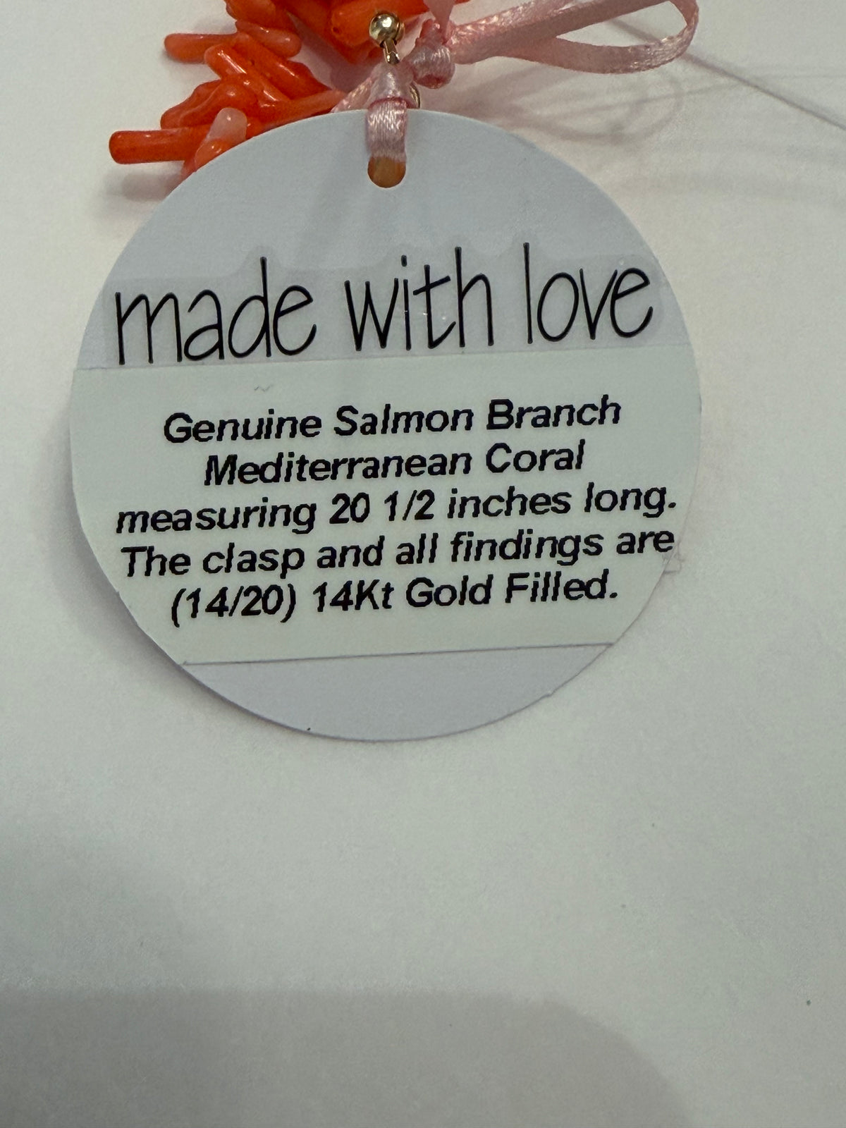 Genuine Salmon Branch Mediterranean Coral Necklace by Kimberly Aman