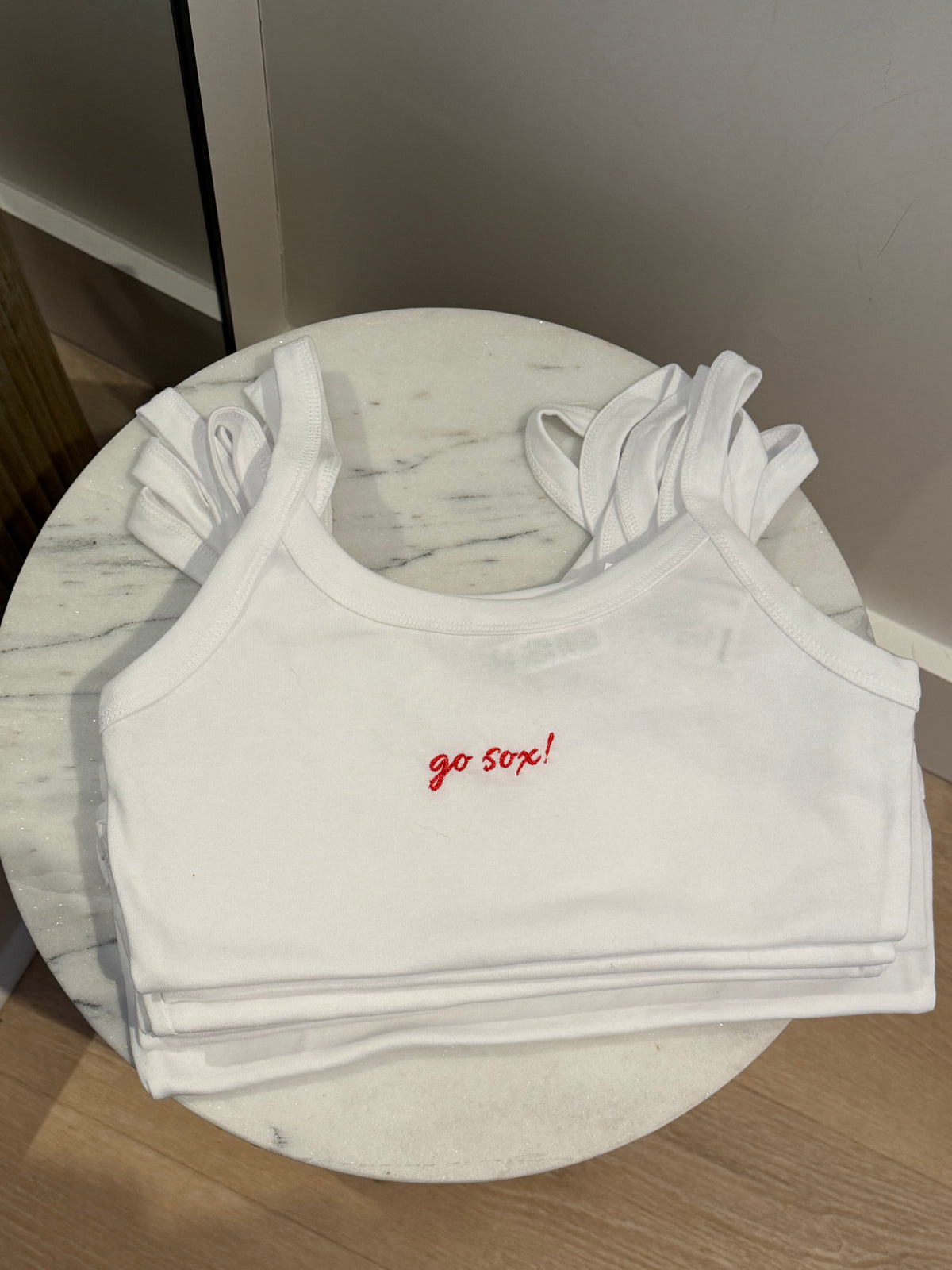 Go Sox! Embroidered Tank Top in white