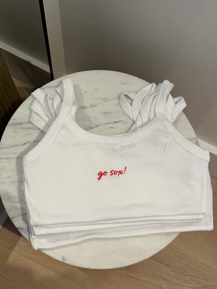 Go Sox! Embroidered Tank Top in white