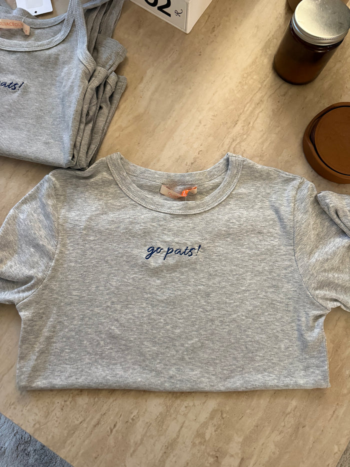 Go pats! long sleeve grey top