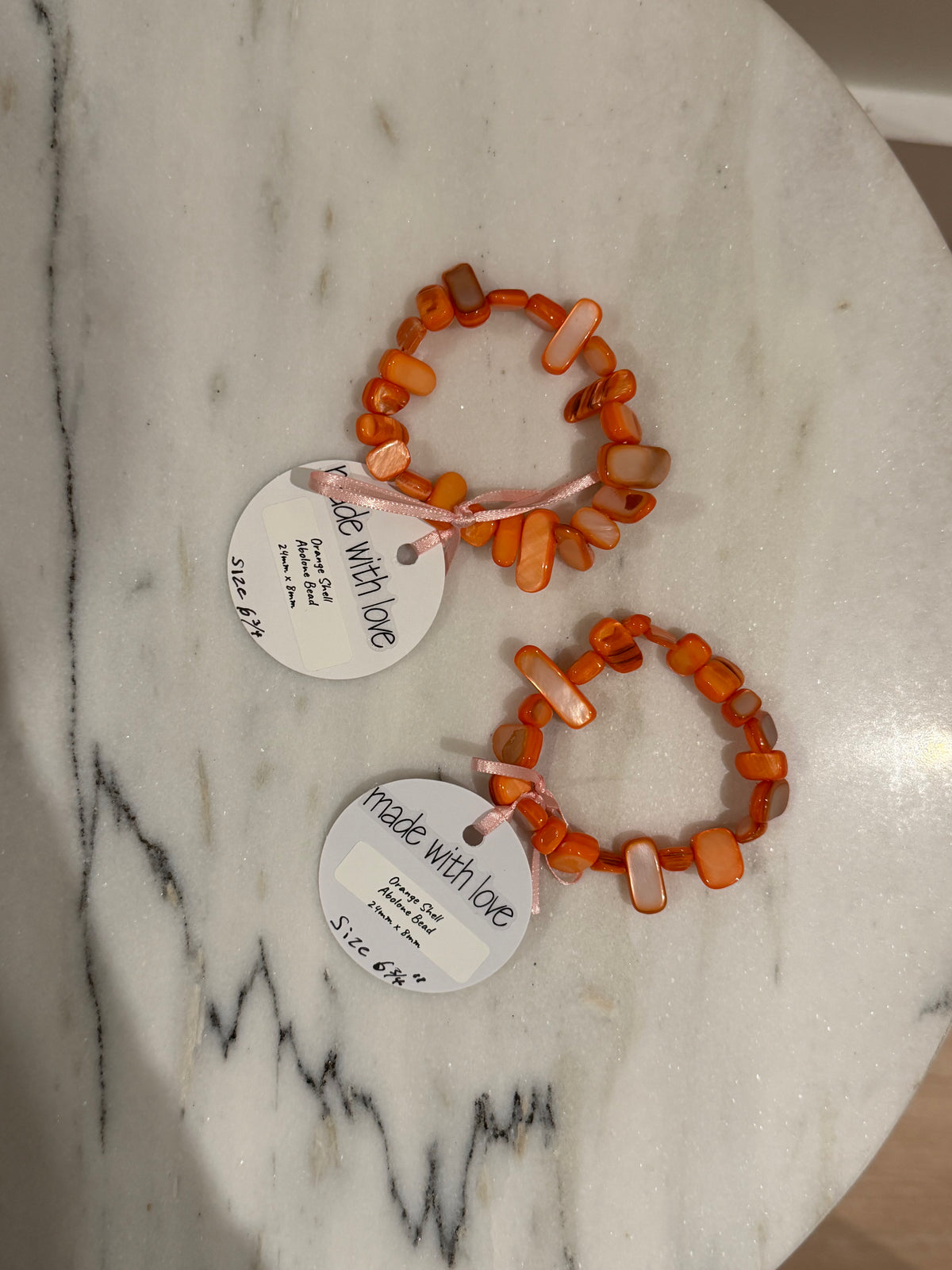 Orange Shell Abolone Beaded Bracelet by Kimberly Aman