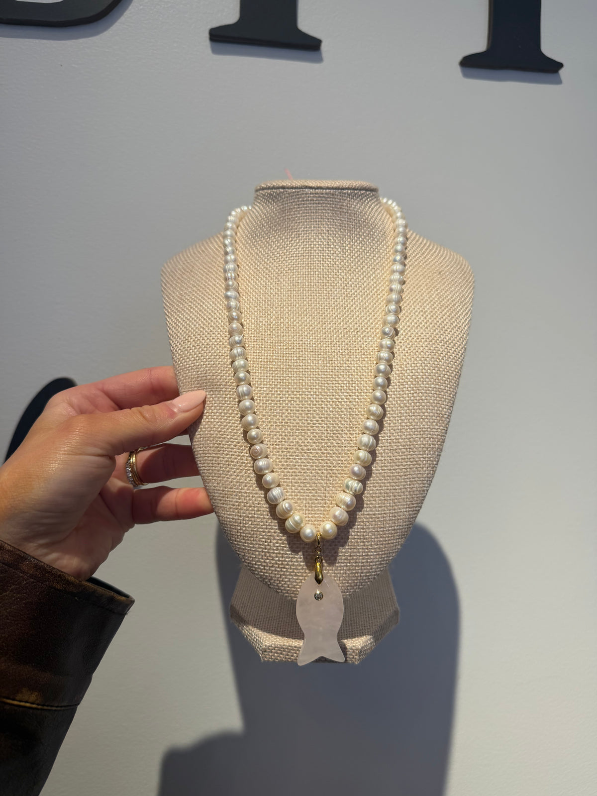 Pearl Necklace with Fish Quartz by Kimberly Aman
