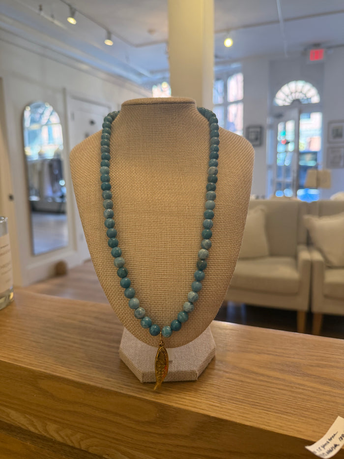 Blue Larimar Gemstone Fish Necklace by Kimberly Aman