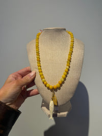 Yellow Round Jade Gemstone Fish Necklace by Kimberly Aman