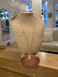 Natural Scallop Shell with Freshwater pearl Necklace by Kimberly Aman
