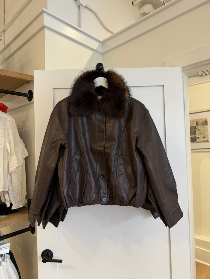 Faux Fur Vegan Leather Jacket by Lucy Paris