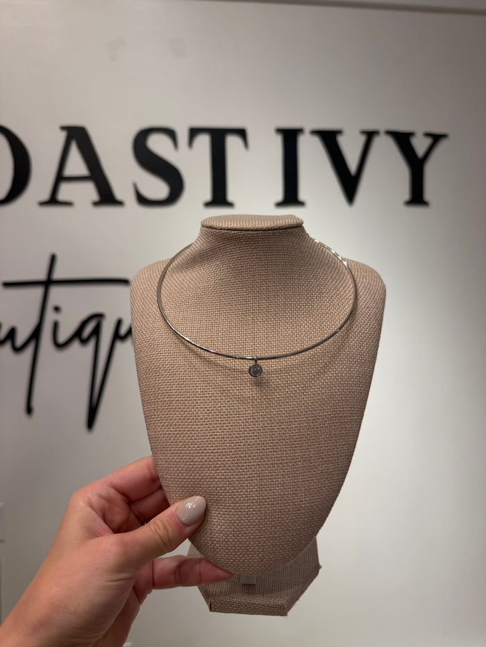 Choker Necklace with Charm (available in gold or silver)
