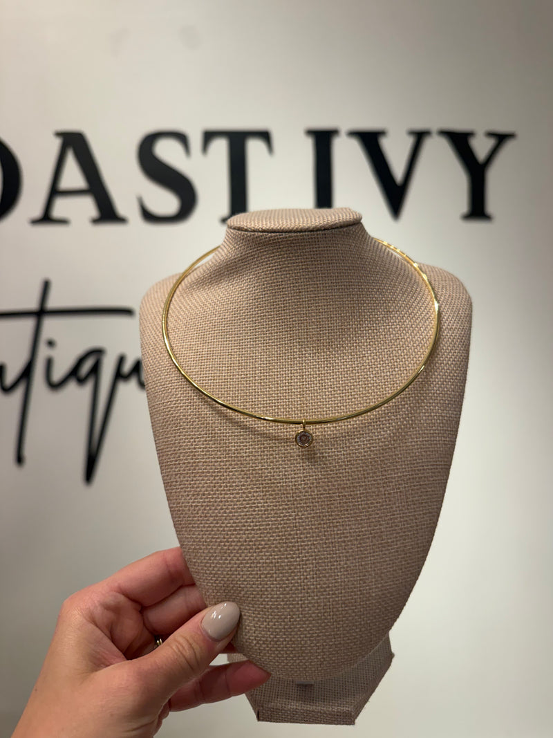Choker Necklace with Charm (available in gold or silver)