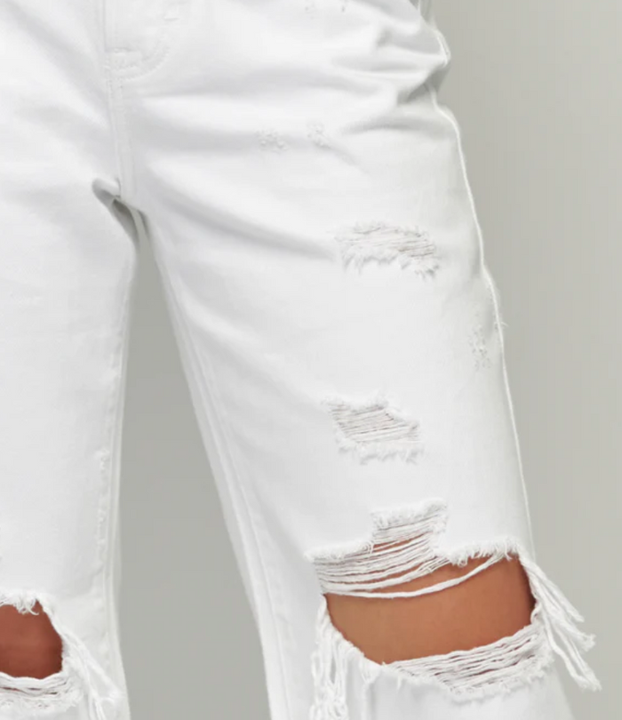 High Rise White Distressed Dad Jean by Hidden Jeans