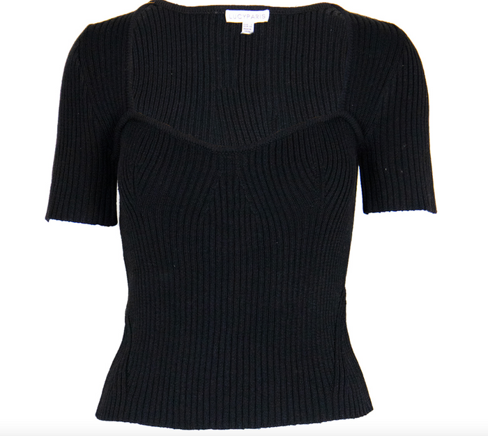 Ribbed Short Sleeve Top by Lucy Paris