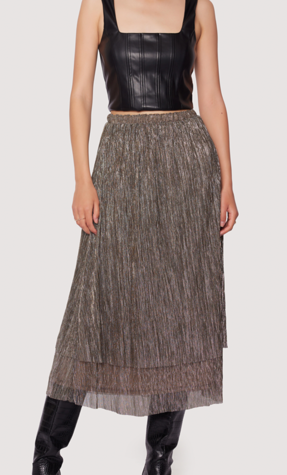 Metallic Midi Skirt by Lost and wander