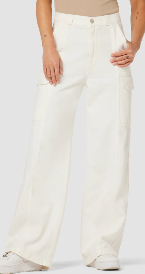 High-rise wide Leg Cargo Pants in White by Hudson Jeans