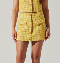 Mavey Tweed Skirt in Blue or Yellow by ASTR the Label