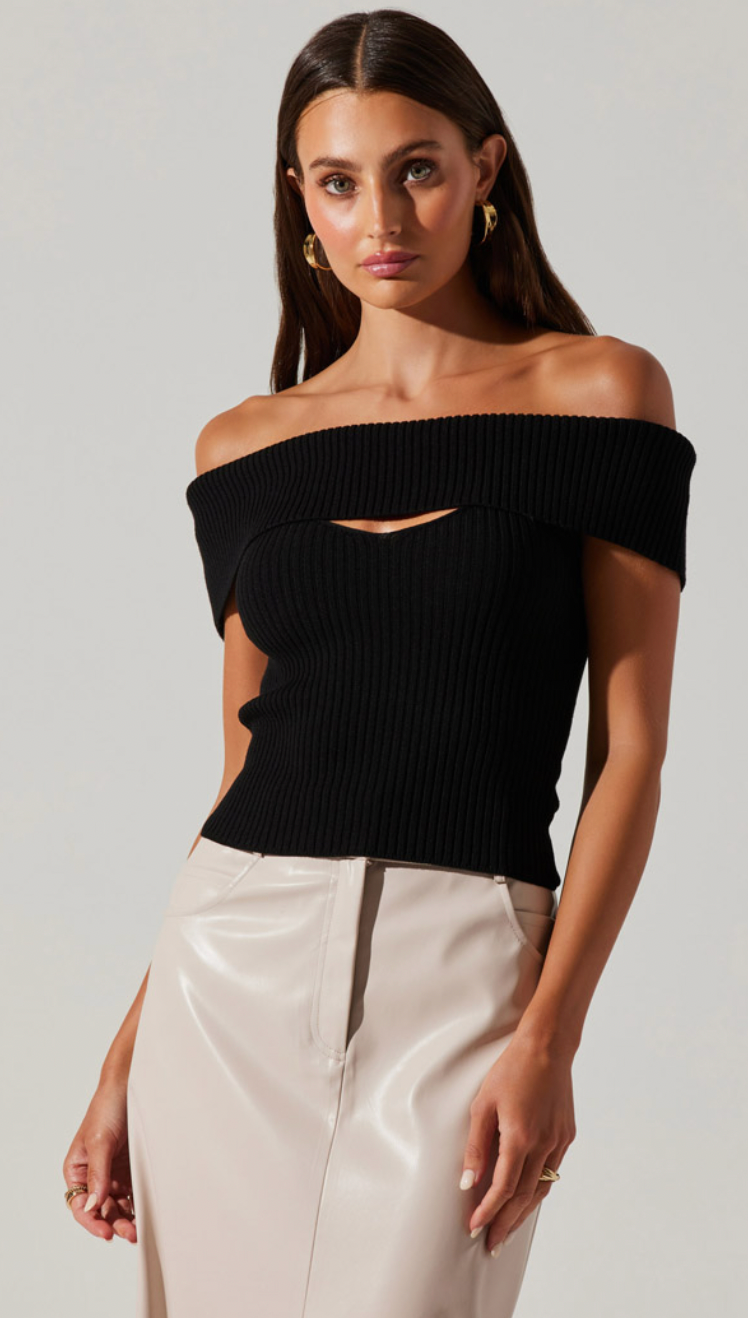 Ainsley Sweater Strapless Top in White or Black by ASTR the Label