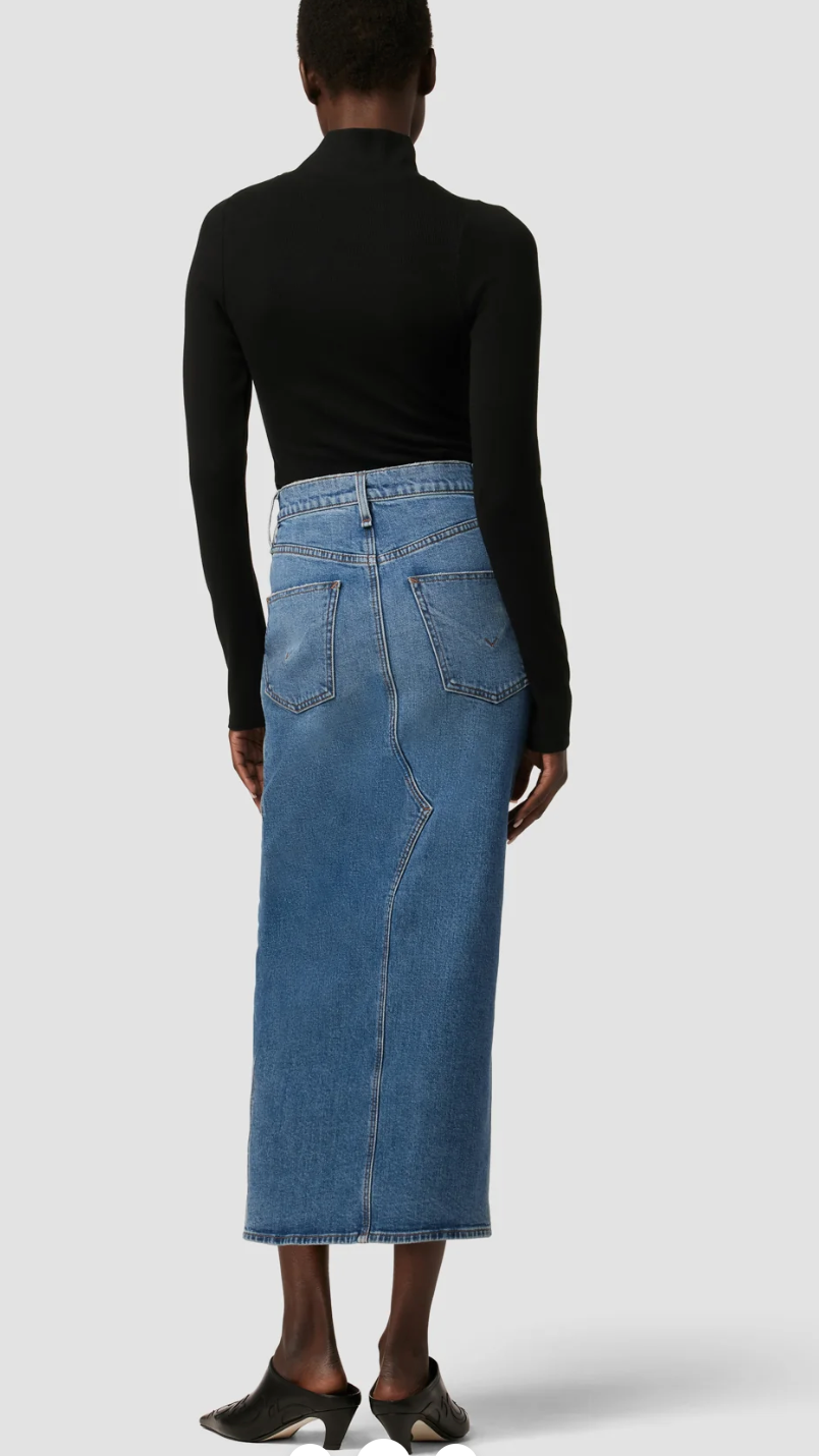 Reconstructed Midi Skirt with slit by Hudson Jeans